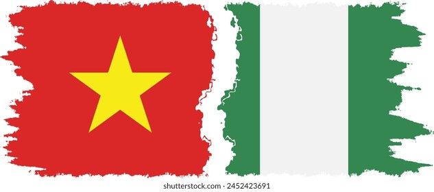 Nigeria and Vietnam grunge flags connection, vector