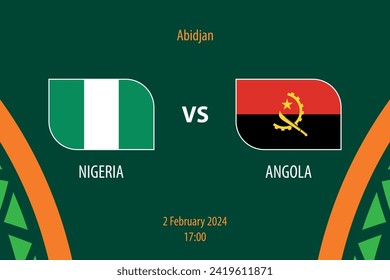 Nigeria vs Angola football scoreboard broadcast template for soccer africa tournament 2023