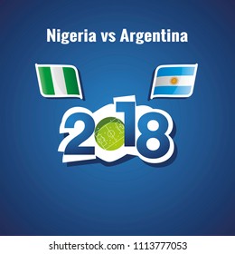 Nigeria vs Argentina flags soccer blue background