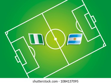 Nigeria vs Argentina flags vector green background