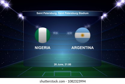 Nigeria vs Argentina football scoreboard broadcast graphic soccer template