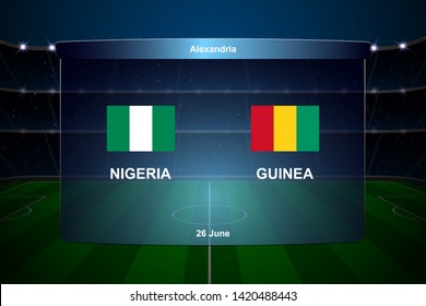 Nigeria vs Guinea football scoreboard broadcast graphic soccer template