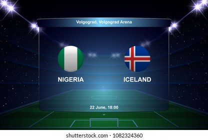 Nigeria vs Iceland football scoreboard broadcast graphic soccer template