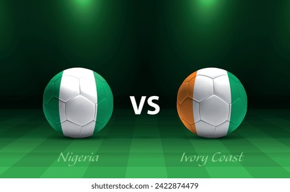 Nigeria vs Ivory Coast football scoreboard broadcast template for soccer africa tournament 2023