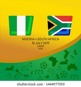 Nigeria vs South Africa, African football match 2019, Egypt pattern with modern and traditional elements, Vector illustration.