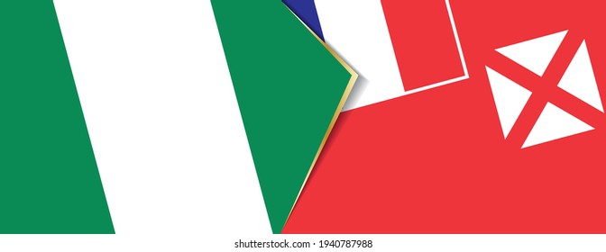 Nigeria and Wallis and Futuna flags, two vector flags symbol of relationship or confrontation.