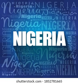 Nigeria wallpaper word cloud, travel concept background