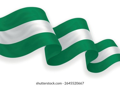 Nigeria waving flag with bright colors on clean background