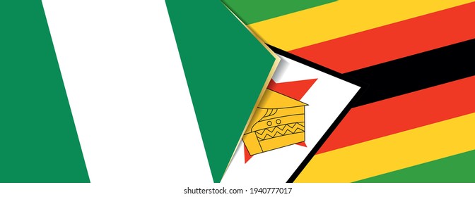Nigeria and Zimbabwe flags, two vector flags symbol of relationship or confrontation.