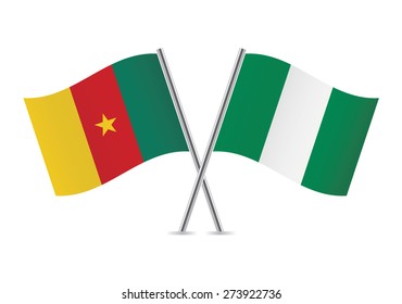 Nigerian and Cameroon flags. Vector illustration.
