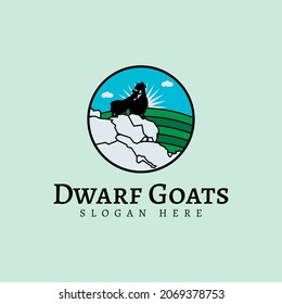 Nigerian dwarf goat logo vector, in landscape style, suitable for the quality Nigerian Dwarf Goat breeding industry.