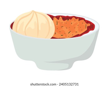 sopa de egusi nigeriana e ilustración fufu