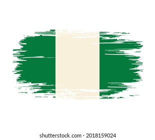 Nigerian flag brush grunge background. Vector illustration.