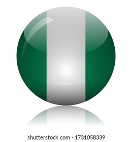 Nigerian flag glass button vector illustration