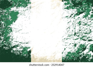 Nigerian flag Grunge background. Vector illustration Eps 8.