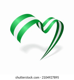 Nigerian flag heart shaped ribbon. Vector illustration.