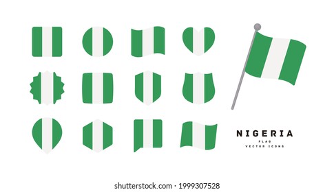 Nigerian flag icon set vector illustration