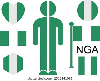 Nigerian flag. Isolated Nigerian flag on white background