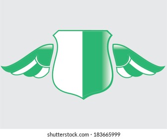 nigerian  flag on shield with wings