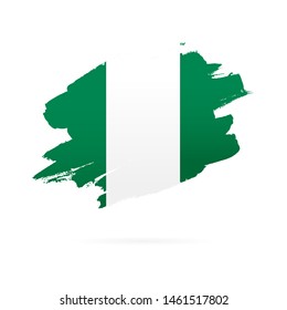 Nigerian flag. Vector illustration on white background. Brush strokes drawn by hand. Nigeria Independence Day.