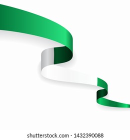 Nigerian flag wavy abstract background. Vector illustration.