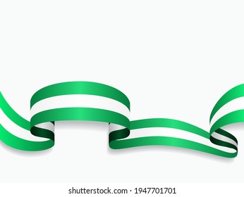 Bandera nigeriana ondeando fondo abstracto. Ilustración vectorial.