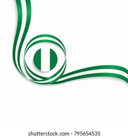 Nigerian flag wavy abstract background. Vector illustration.