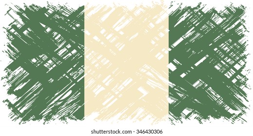 Nigerian grunge flag. Vector illustration. Grunge effect can be cleaned easily.