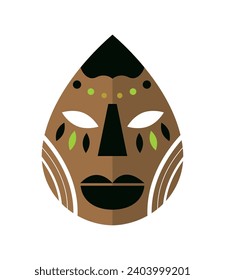 nigerian mask of brown color vector isolated