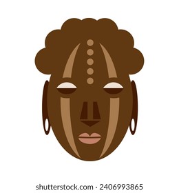 nigerian mask wood illustration design