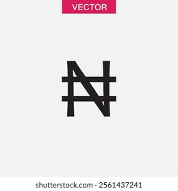 Nigerian Naira currency symbol. vector flat black simple illustration for web and app..eps