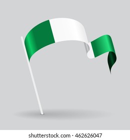 Nigerian pin icon wavy flag. Vector illustration.