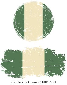 Nigerian round and square grunge flags. Vector illustration. Grunge effect can be cleaned easily. 