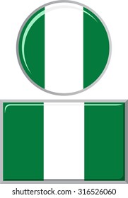 Nigerian round and square icon flag. Vector illustration Eps 8.