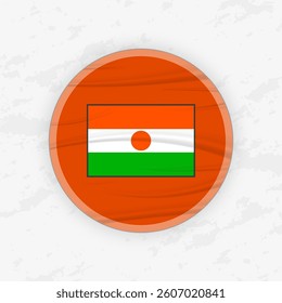 Nigerien Flag in a Circular Emblem Design, Abstract Round Sticker Illustration. This high-quality vector graphic is perfect for use in patriotic designs, international events, sport competitions.