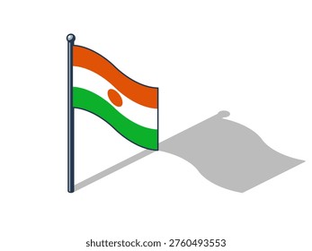 Nigerien flag isometric vector illustration with shadow Nigerien flag