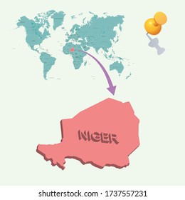 Niger's place in the world. 3D map