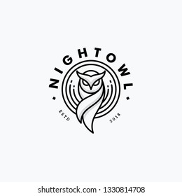 Nigh Owl Line Art Design concept Illustration Vector Template. Suitable for Creative Industry, Multimedia, entertainment, Educations, Shop, and any related business