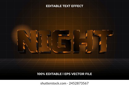Night 3d editable vector text effect. glow style text effect.
