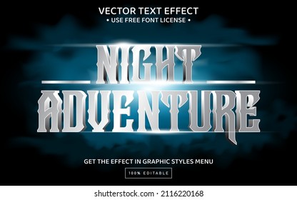 Night adventure 3D editable text effect template