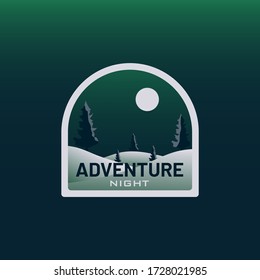 Night Adventure Moonlight Design Badge Emblem Illustration Vector