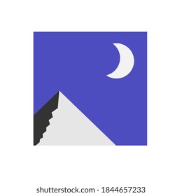 Night africa, egypt desert landscape background illustration with moon and pyramid. Flat design 