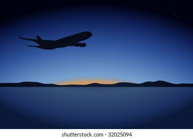 Night aircraft gaining altitude. svg