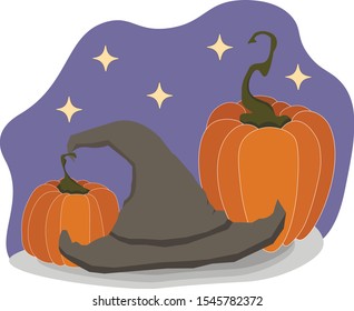 Night art pumpkin and Hat 