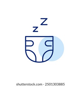 Night baby diaper with sleep symbol. Childcare and essentials. Pixel perfect editable stroke icon