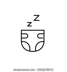 Night baby diaper with sleep symbol. Childcare and essentials. Pixel perfect vector icon