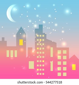 Night background with Cityscape vector illustration