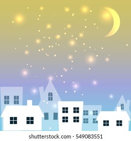 Night background with Cityscape vector illustration