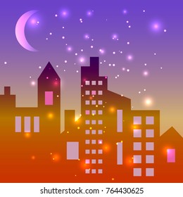 Night background with Cityscape vector illustration