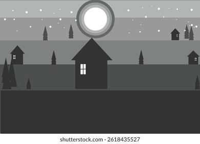 Night background with full moon